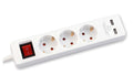 ANCO asztali elosztó 3-as + 2 USB, fehér