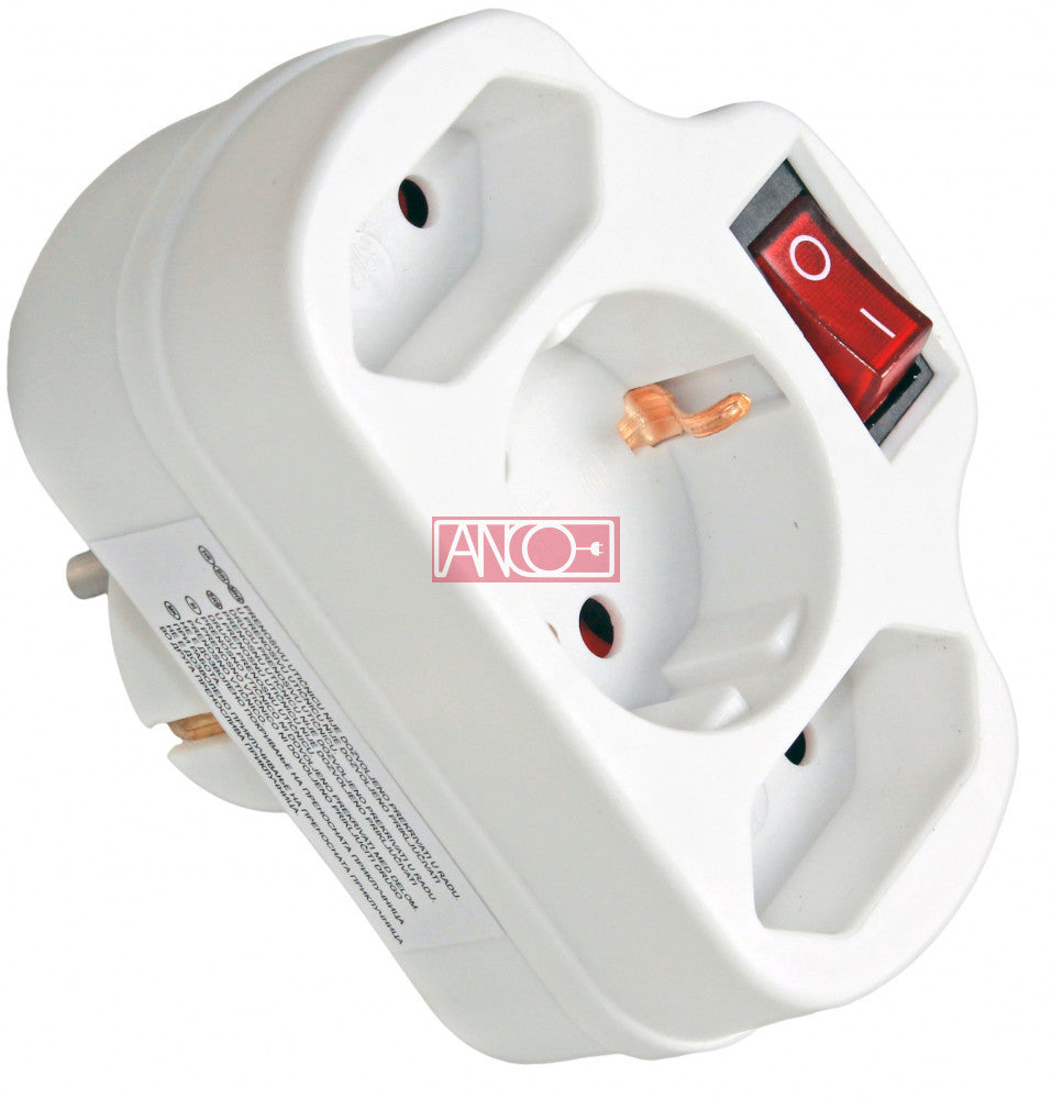 ANCO Kombi elosztó adapter, 2+1, fehér