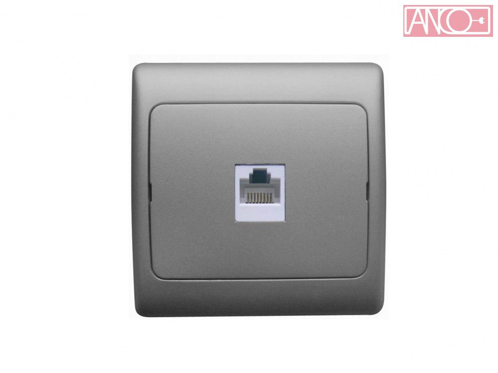 ANCO Olympic telefonaljzat (1x RJ45) kerettel, sötétszürke, IP20