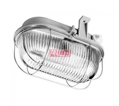 ANCO oval bulkhead light – E27, max. 100 W, IP44, grey