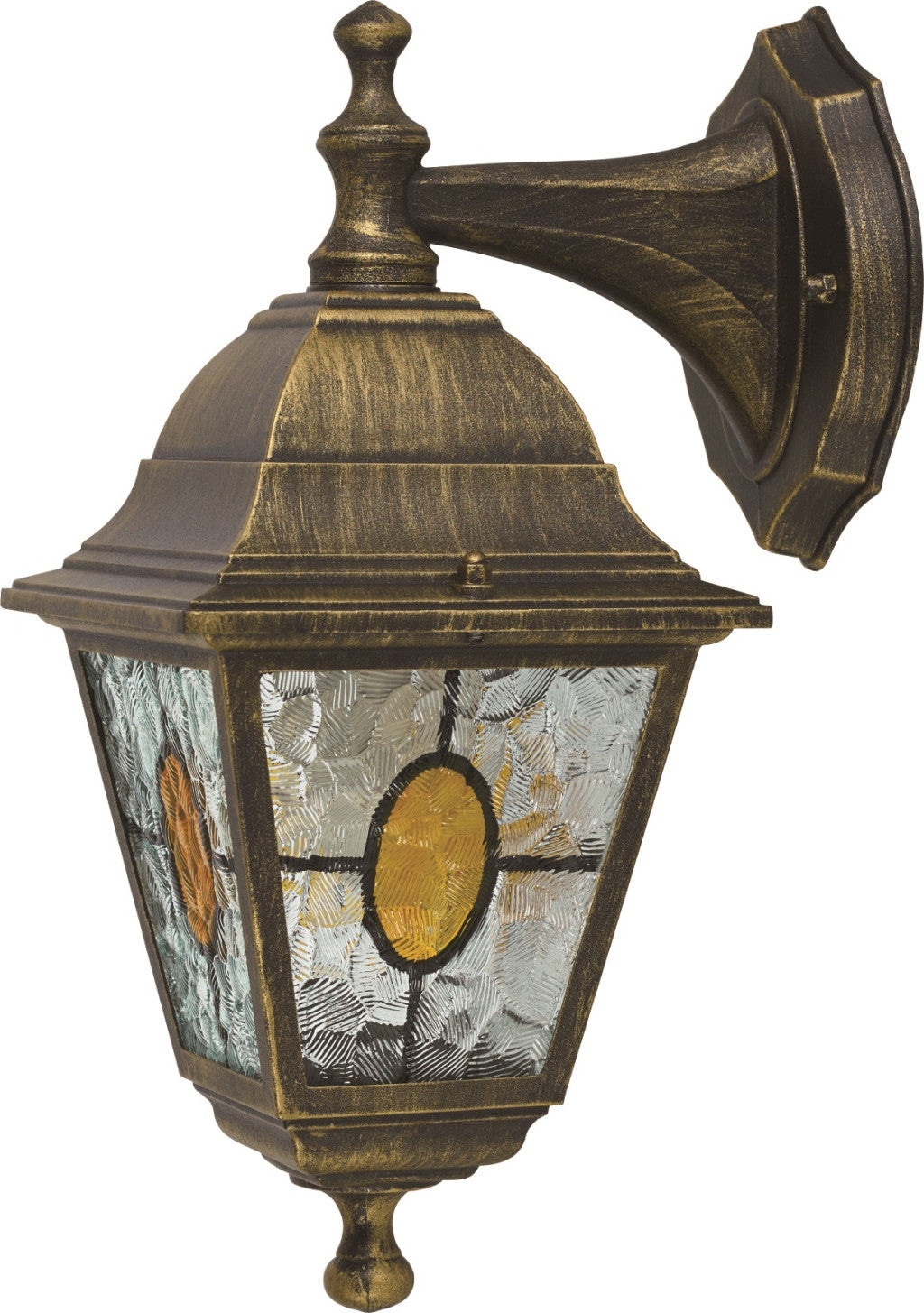 ANCO Bük kültéri lámpa tiffany üveggel, E27, max. 60 W, IP44, fekete/arany