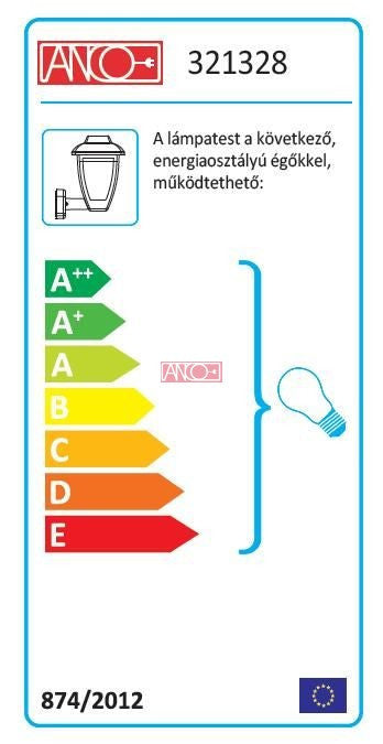 ANCO Tata kültéri fali lámpa – E27, max. 60 W, IP44, felfelé álló, sötétszürke