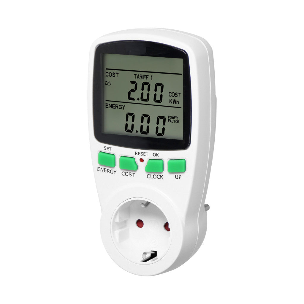 ANCO digitális energia-fogyasztásmérő, 1 tarifás, 16 A, LCD kijelzővel, fehér
