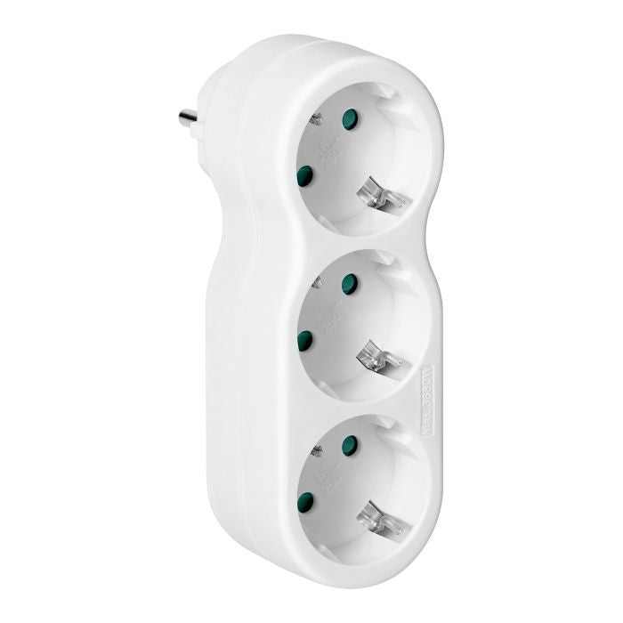 ANCO 3-as földelt hálózati elosztó, 16 A, 3500 W, IP20, fehér