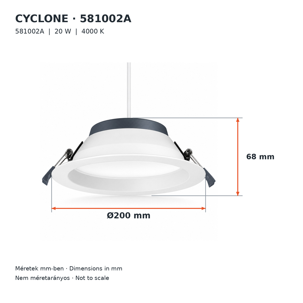 D5130-CD-NW CYCLONE LED downlight – 14 W, 1190 lm, 4000 K