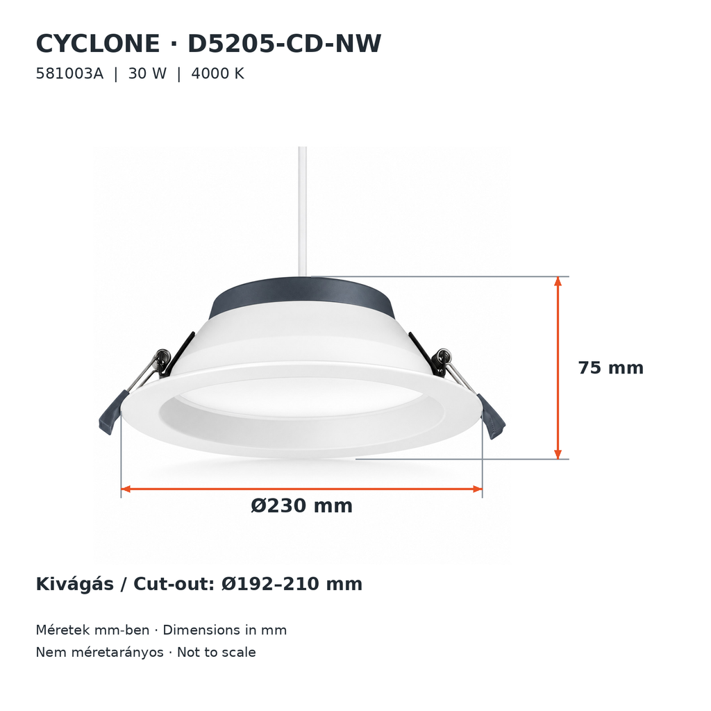 D5205-CD-NW CYCLONE LED downlight – 30 W, 2820 lm, 4000 K