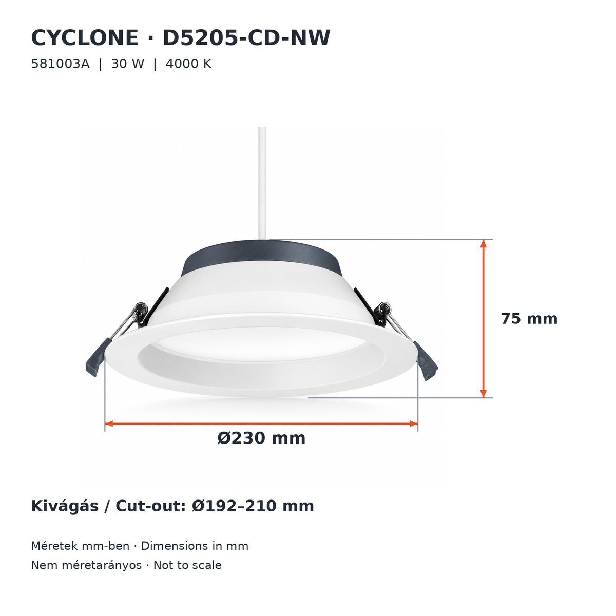 D5205-CD-NW CYCLONE LED downlight – 30 W, 2820 lm, 4000 K