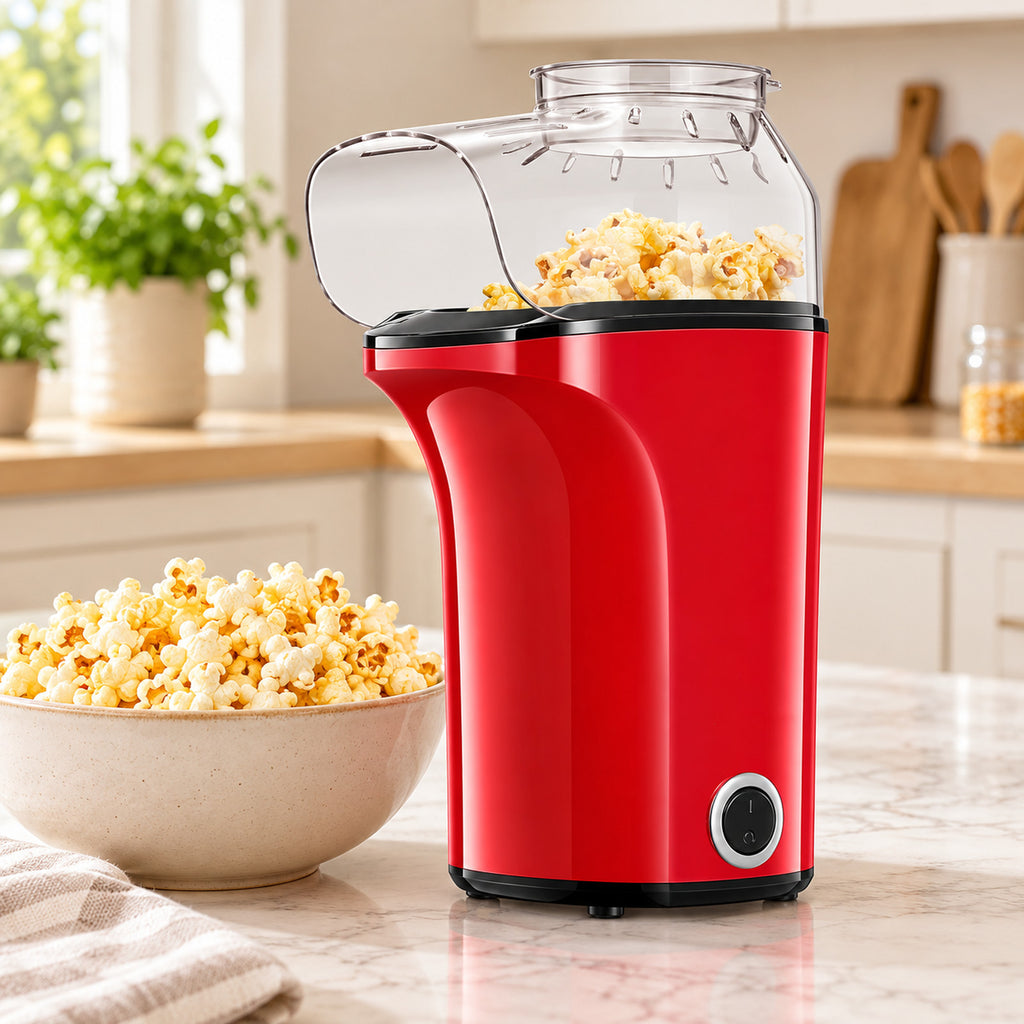 AICOOK popcorn maker in a bright home kitchen