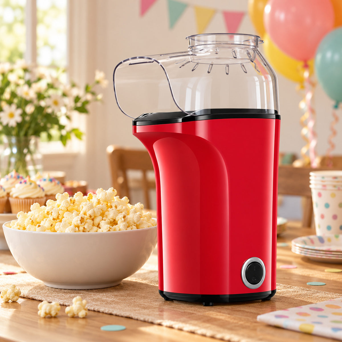 AICOOK popcorn maker at a get-together with friends