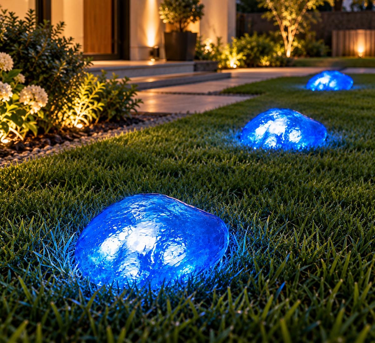 LED Icestone KIT-3 ice stone light – 3×0.8 W LED-G12, blue, outdoor
