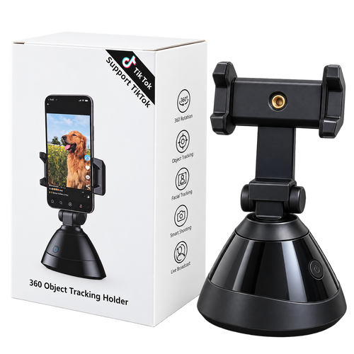KAITO 360° smart face tracking phone holder in black with white box