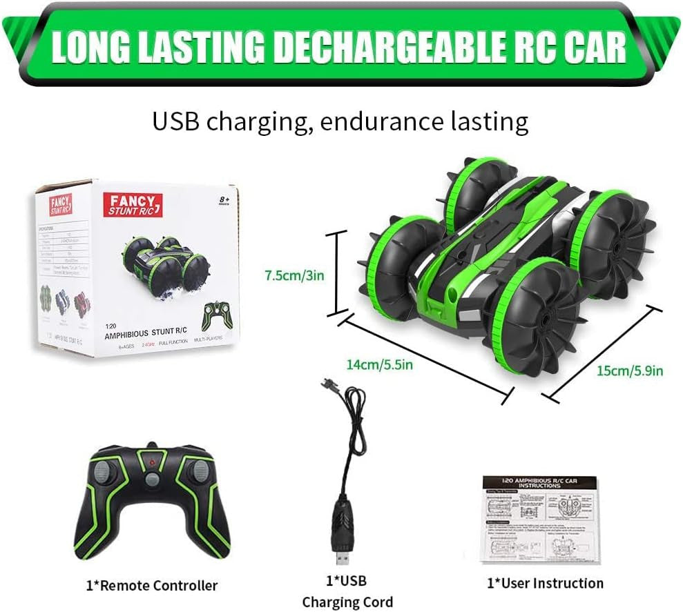 Packaging and dimensions of the G03066R amphibious RC car