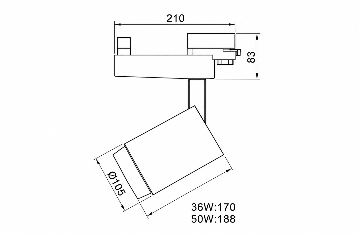 DF-3111 sínes spotlámpa – 36 W, 3280 lm, 3000 K, fehér