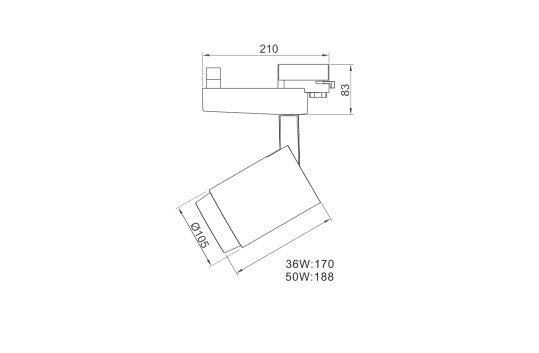DF-3111 sínes spotlámpa – 36 W, 3280 lm, 3000 K, fehér