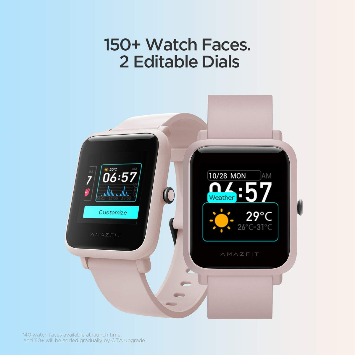 Amazfit Bip S Lite okosóra – Sakura Pink – 150+ óralap, 2 szerkeszthető óralap