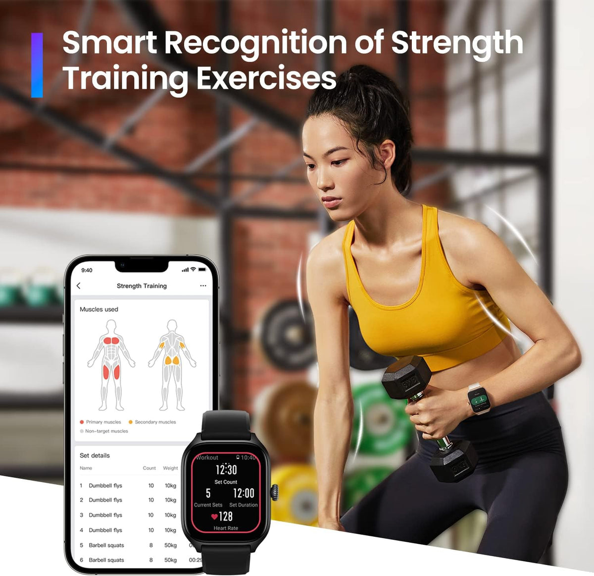 Amazfit GTS 4 okosóra – Infinite Black – erősítő gyakorlatok felismerése