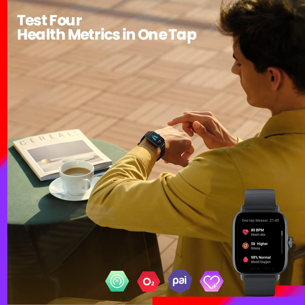 Használt Amazfit GTS 3 okosóra – Graphite Black – négy egészségügyi mérés egy érintéssel (illusztráció)