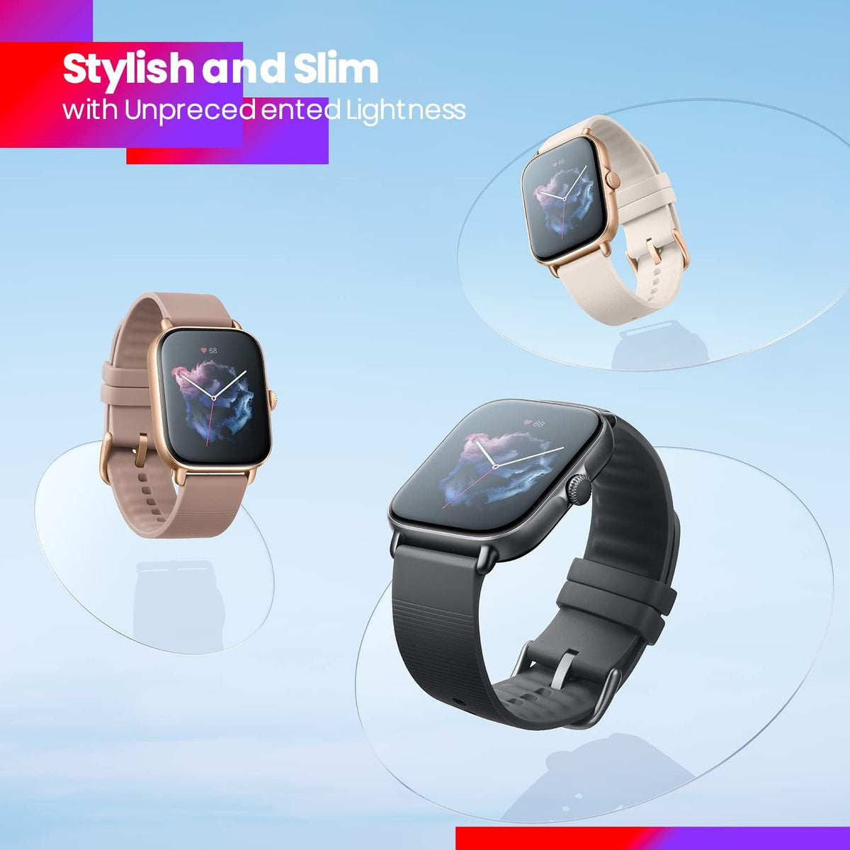 Használt Amazfit GTS 3 okosóra – Graphite Black – vékony, elegáns kialakítás (illusztráció)