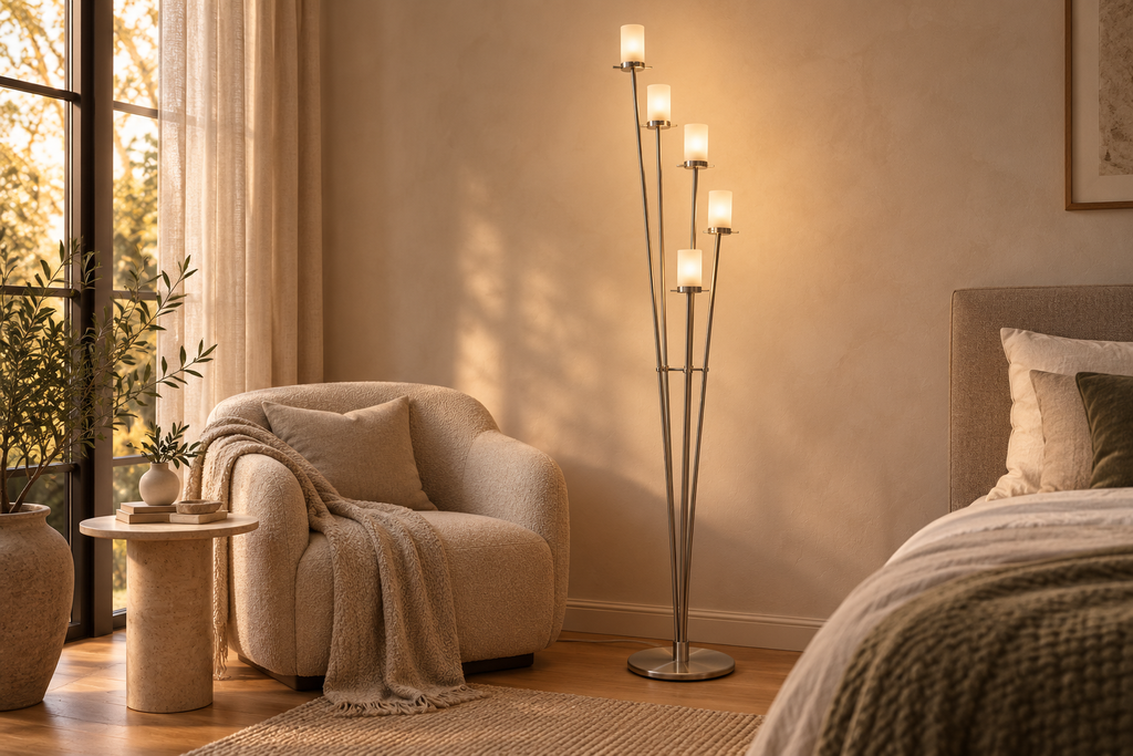 LANDLITE V2056/5F Vintage-Stehleuchte – G9, 5×40 W